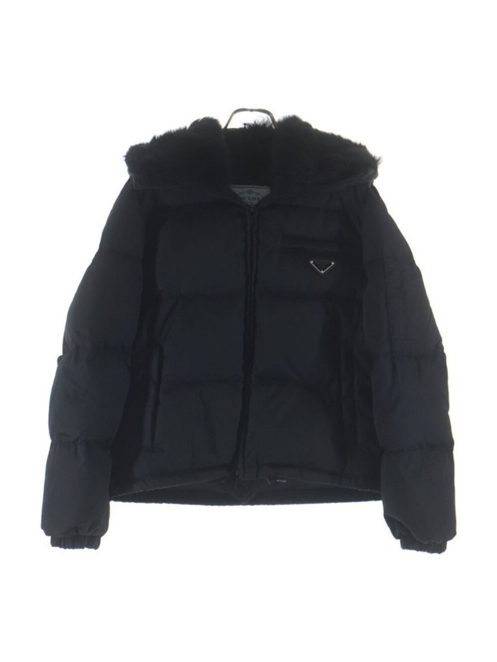 Prada Triangle Logo Gabardine Puffa Down Jacket Black 38